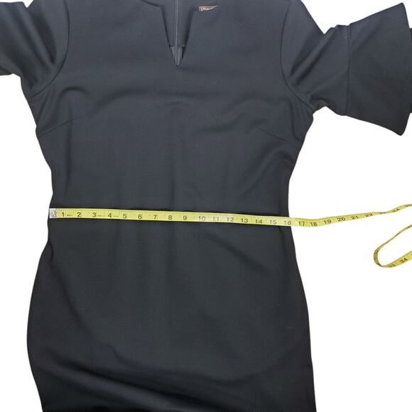 J McLaughlin Letty Dress Sz M Black Tiered Bell Sleeve Bainbridge Cloth Stretch - Picture 12 of 14